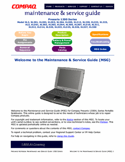 Compaq Presario 1200 Series Compaq Presario 1200 Series Maintenance and Service Guide